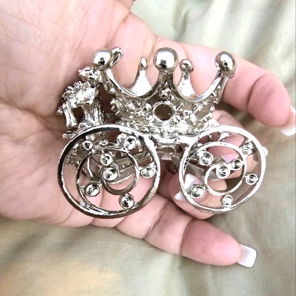 70g, Silver Tone Carriage Style Sphere Holder or Stand, NEW!